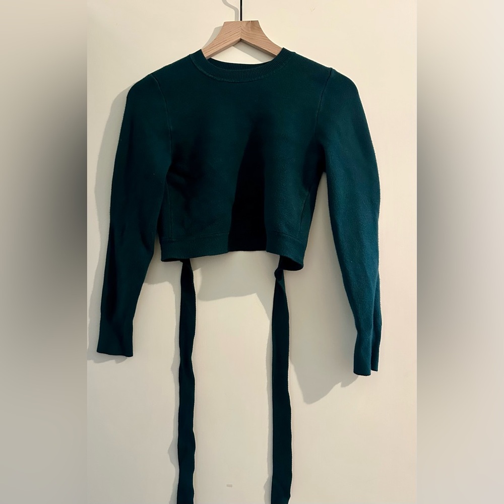 Abercrombie Dark Green Women's Cropped Sweater